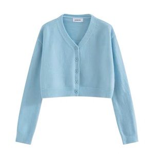 Cropped baby blue sweater